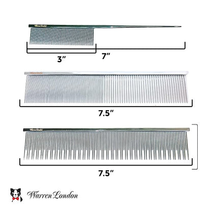 Warren London Precision Tail Comb made with Copper | 7 inches | Rounded Tips Prevent Irritation | Finishing and Fluffing Comb for Grooming Paws Face and Tail | Tear Stain Removal