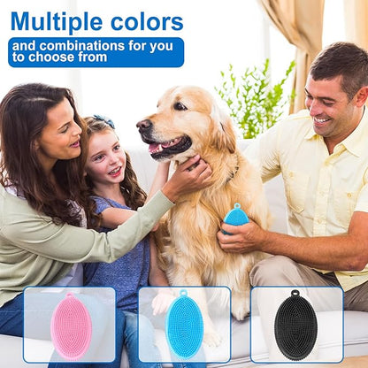 ROPO Dog Shampoo Brush, Dog Bath Brush & Dogs Shower, Dog Hand Brush for Grooming, Dog Scrubber for Bath, Dog Wash Brush (Pink)