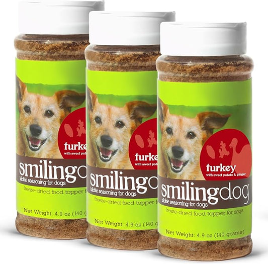 Herbsmith Kibble Seasoning – Freeze Dried Turkey – DIY Raw Coated Kibble Mixer - Dog Food Topper for Picky Eaters, 4.9 oz [Bundle x3]