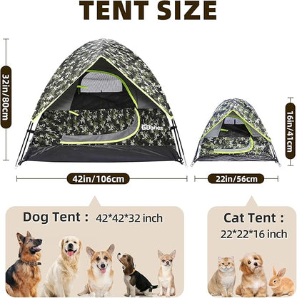 GDanes Camouflage Dog Tent House - Portable Indoor/Outdoor Dog Bed with Soft Pad for Large Dogs, 42 x 42 x 32 Inches