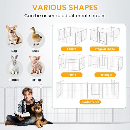 Dog Playpen 40 Inch 8 Panels, Ideal Dog Fence for Small/Medium/Large Dogs Indoor & Outdoor Bliss, Perfect Dog Pen for Camping, Yard, RV, Garden Fence, White