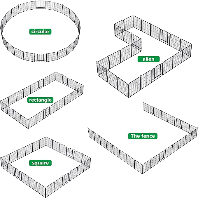 Dog Playpen,32/40/45 Inch Height in Heavy Duty, Folding Indoor Outdoor Anti-Rust Dog Exercise Fence, Portable Pet Playpen with Door for Large Medium Small Dogs and Pet (24 Panels, 32 Inch) Silver