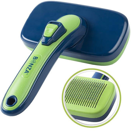 Bonza by Leash Boss Pet Slicker Brush - Long Hair Grooming Tool for Cats and Dogs, Deshedding and Detangling (Large)