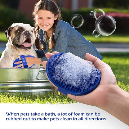 Dog bath brush, ROPO rubber massage pet shampoo brush, used for pet grooming, removing shedding fur, combing tangles and dead fur, suitable for pet dogs and cats (red)