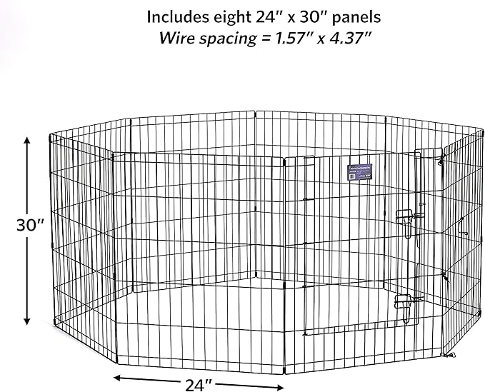 MidWest Homes for Pets Dog Exercise Pen & Playpen, 24" W x 30" W, with Door, Black
