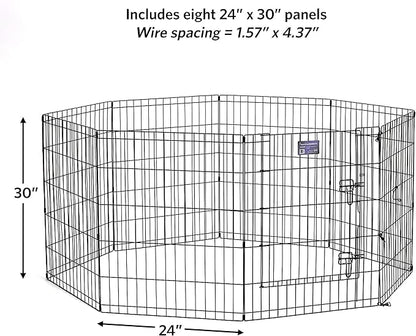 MidWest Homes for Pets Dog Exercise Pen & Playpen, 24" W x 30" W, with Door, Black