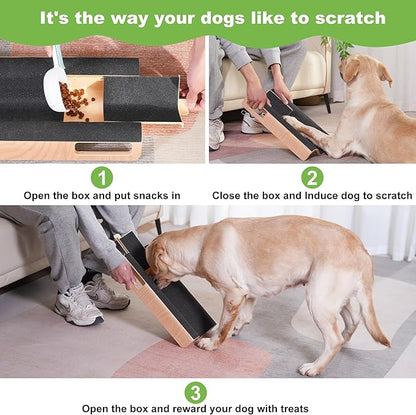 M-Shaped Dog Scratch Pad for Nails with Treat Box, Dog Nail Scratch Board for Large Dogs, Dog Nail File Toy and Shorten Dog’s Side Nail Easier (with Treat Box, XL)