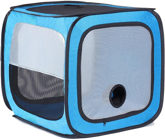 Pet Dog Cat Drying Box Waterproof Anti-Hair Flying Portable Cat Cage Kennel Portable Foldable Cat Drying Room Pet Dry Room Pet Hair Dryer Clean Grooming House Dryer Cage for Cats/Dogs.(Blue)