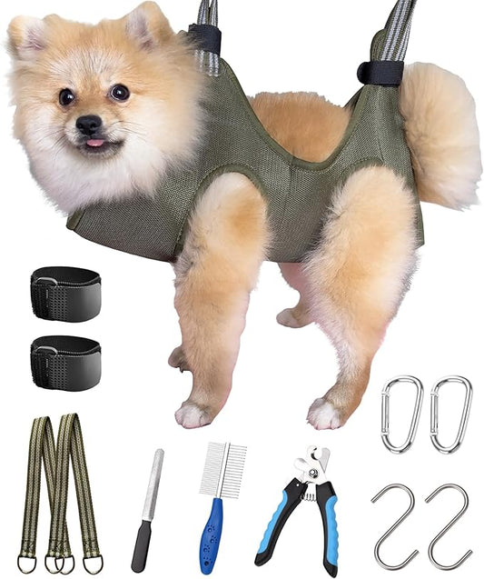 10 in 1 Pet Grooming Hammock Harness with Nail Clippers/Trimmer, Nail File, Comb,Dog Nail Hammock, Dog Grooming Sling for Nail Trimming/Clipping
