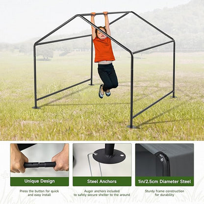 Large Dog Shade Shelter Outdoor Tent Dog House for Large Medium Dogs, Outside Sun Rain Canopy Pet House for Homeless Cats Pigs Livestock with Rainproof Cover with Artificial Grapevine Leaves