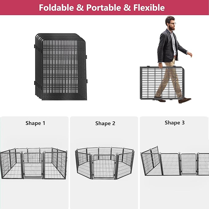 Dog Playpen with Extra Large Door Dog Fence Outdoor for Yard Indoor Dog Pen 40inch 20 Panels Dog Pens Outside Anti-Rust Pet Fence Portable Dog Fence for RV Camping Yard