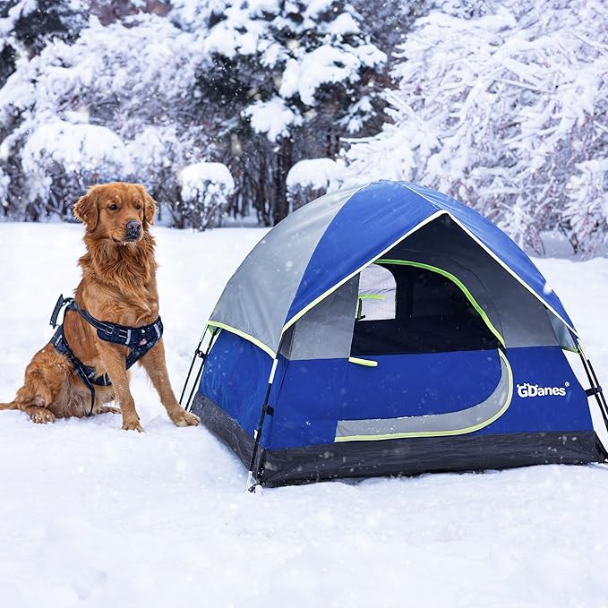GDanes Blue Dog Tent House - Portable Indoor/Outdoor Dog Bed with Soft Pad for Large Dogs, 42 x 42 x 32 Inches