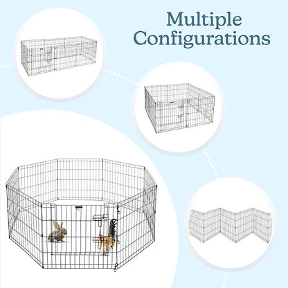Puppy Playpen - Foldable Metal Exercise Enclosure with Eight 24-Inch Panels - Indoor/Outdoor Fence for Dogs, Cats, or Small Animals by PETMAKER