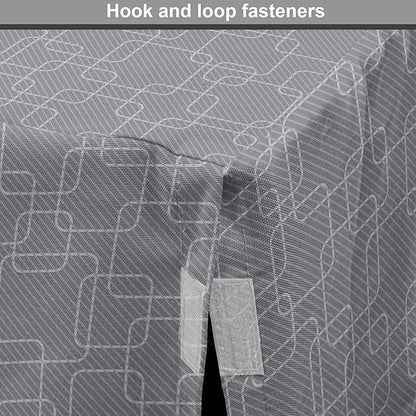 Ambesonne Geometric Dog Crate Cover, Interlinking Round Edged Squares Forming Tileable Pattern, Easy to Use Pet Kennel Cover for Medium Large Dogs, 42 Inch, Pearl Grey