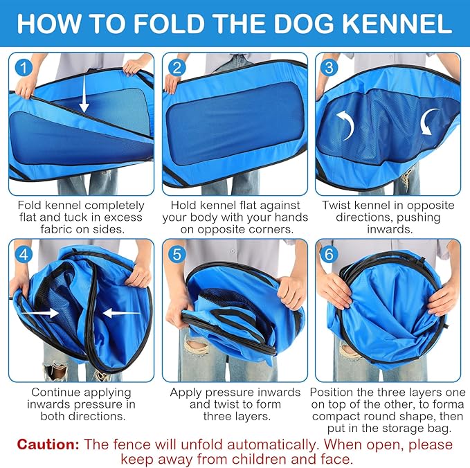 37 Inch Collapsible Dog Crate with Mat Liner Pop up Dog Kennel Waterproof Portable Car Seat Kennel Travel Crate for Pet Indoor Outdoor Cat Bed Collection(Blue)