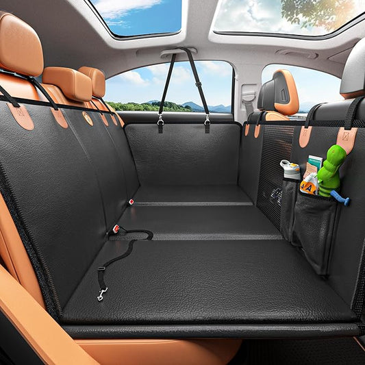 Back Seat Extender for Dogs - Waterproof Dog Car Seat Cover for Back Seat with Hard Bottom - 2025 Upgraded Material! Anti-Scratch! Safer! Easy to Use & Clean -Holds 400lbs