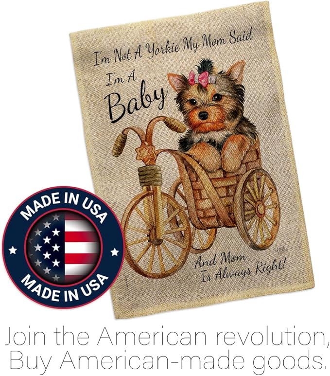 Breeze Decor Not Yarkie, I'm Baby Burlap House Flag Pack Dog Puppy Spoiled Paw Canine Fur Pet Nature Farm Animal Creature Applique Banner Small Garden Yard Gift Double-Sided, Made in USA