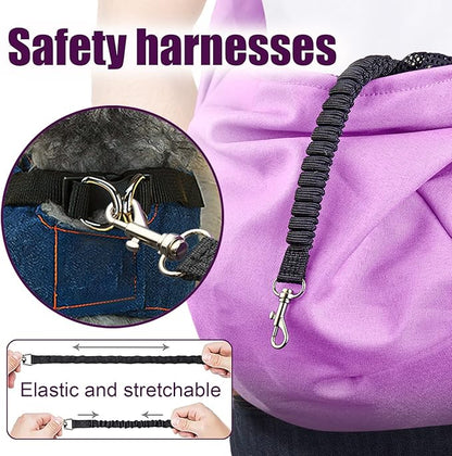 Dog Cat Sling Carrier Adjustable Padded Shoulder Strap with Large Zipper Pocket & Mesh Pocket for Outdoor Travel