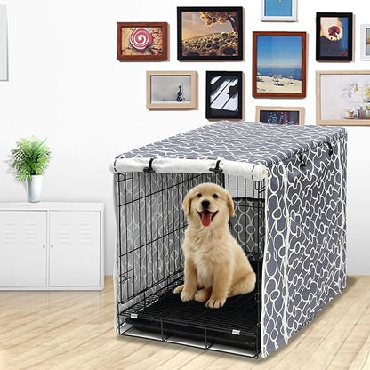 Dog Crate Cover Kennel Dogs Covers fits Small Medium Large crates cage Heavy Nylon Waterproof soundproof Indoor Outdoor - Cover only - Grey - 48 inch
