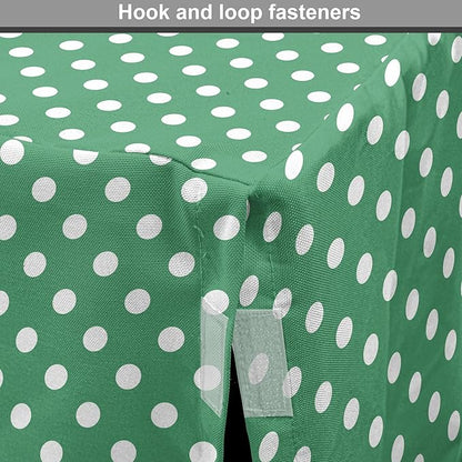 Lunarable Green Dog Crate Cover, Old Fashioned Polka Dot Pattern on Green Background Classical Traditional, Easy to Use Pet Kennel Cover for Medium Large Dogs, 42 Inch, Forest Green White