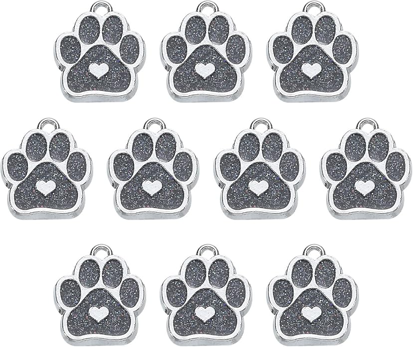 MECCANIXITY Cat Dog Paw Charm Footprint Paw Print Charm Alloy Enamel Pendants for DIY Jewelry Making, Earrings Necklaces Bracelets, Crafts