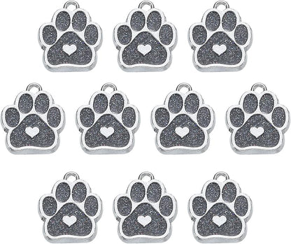 MECCANIXITY Cat Dog Paw Charm Footprint Paw Print Charm Alloy Enamel Pendants for DIY Jewelry Making, Earrings Necklaces Bracelets, Crafts