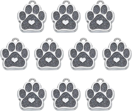 MECCANIXITY Cat Dog Paw Charm Footprint Paw Print Charm Alloy Enamel Pendants for DIY Jewelry Making, Earrings Necklaces Bracelets, Crafts
