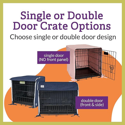 Pet Dreams Dog Crate Cover - Breathable Fabric Kennel Topper for Single-Door Crates, Fits iCrate Dog Cages 18, 24, 30, 36, 42, 48 Inches (Blue, Small, 24")
