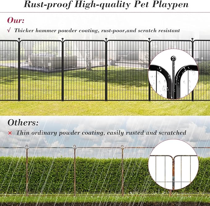 Dog Playpen Outdoor 40 inch 12 Panels Indoor Dog Pen for Large/Medium/Small Dogs Rustproof Metal Dog Fence Outdoor for Yard, Puppy Playpen with Door Portable Pet Fence for RV Camping Yard