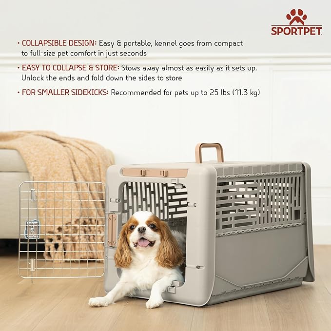 Sport Pet Small Collapsible Pet Kennel, 24.5" L x 16.5" W x 16" H, Varies