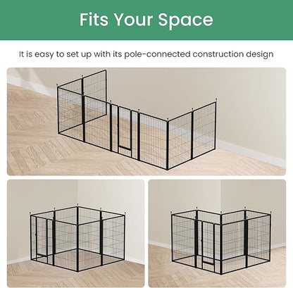 InfiniPower Dog Playpen for Yard, RV, Camping, 40 Inch 8 Panels Play Pen Indoor, Heavy Duty Indoor Outdoor Exercise Dog Pen for Small/Medium/Large Dogs, Black