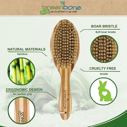 Pet Spa Bristle Brush - All-Natural Bamboo Pet Grooming Brush - Entirely Made from Sustainable Bamboo for Dogs & Cats