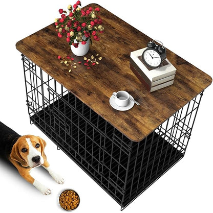 Dog Crate Topper Wood 30 Inch Dog Crate Topper Crate Table Topper Dog Kennel Topper for Decorative Dog Crate, Suitable for 30 Inch Wire Dog Crate (Furniture Style, Brown)