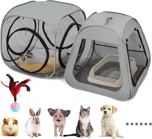 Portable Cat Playpen, Trapezoidal Design for Better Standing, Foldable Pet Tent for Indoor and Outdoor Use,Dog Playpen, Outdoor Cat Tent, Cat Houses & Condos for Kitten,Cat,Puppy and Small Animals.