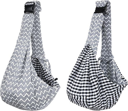 Kanemc Cat Wrap Carrier Small Dog Sling, Puppy Pouch Chest Bag Soft Shoulder Pad Bottom Support, Fits 12Lbs Short Dog 16Lbs Cats Pets, Grey Wave Carriers