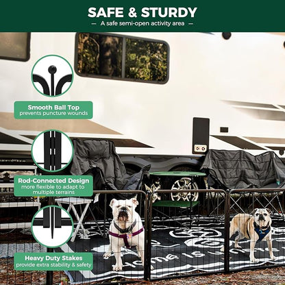 FXW Rollick Dog Playpen for Yard, RV Camping, 24 inch 24 Panels for Puppy and Small Dogs│Patented