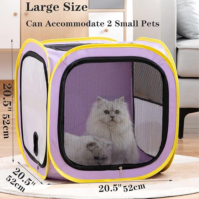 Pet Cat Dog Drying Box,Portable Foldable Cat Drying Room,Drying Crate Cage for Small Medium and Large Dogs (Purple)