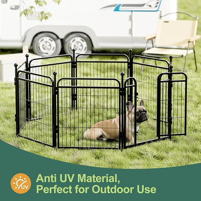 Gardner Pet Dog Playpens, 24" H 8 Panels Dog Pen Outdoor/Indoor Dog Fence Exercise Pen for Small/Medium Dogs, Foldable Pet Play Yard Gate with Gravity Automatic Lock, Pet Playpen, Black