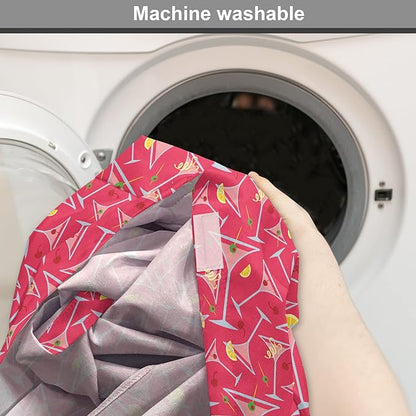 Lunarable Drinks Dog Crate Cover, Exotic Pattern of Tropical Cocktail Party Glasses with Lemons Slice, Easy to Use Pet Kennel Cover for Small Dogs Puppies Kittens, 18 Inch, Dark Coral Multicolor