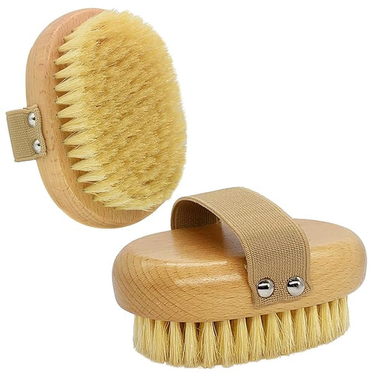 Soft Bristle Pet Brush - Natural Bristle Palm Brush for Short Haired Cats and Dogs with Elastic Band
