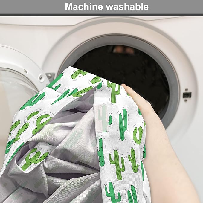 Lunarable Cactus Print Dog Crate Cover, Hand Drawn Cutout Style Cactus Plants Warm Climate Botany with Thorns, Easy to Use Pet Kennel Cover for Small Dogs Puppies Kittens, 22 Inch, White Lime Green