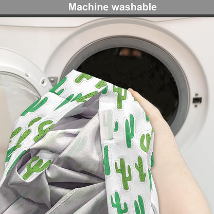 Lunarable Cactus Print Dog Crate Cover, Hand Drawn Cutout Style Cactus Plants Warm Climate Botany with Thorns, Easy to Use Pet Kennel Cover for Cats & Medium Dogs, 24 Inch, White Lime Green