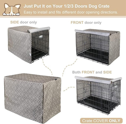 Explore Land Pattern Dog Crate Cover for 30 Inches Wire Cage, Heavy-Duty Polyester 1 2 3 Doors Standard Metal Pet Kennel Enclosure (Vintage Violet)