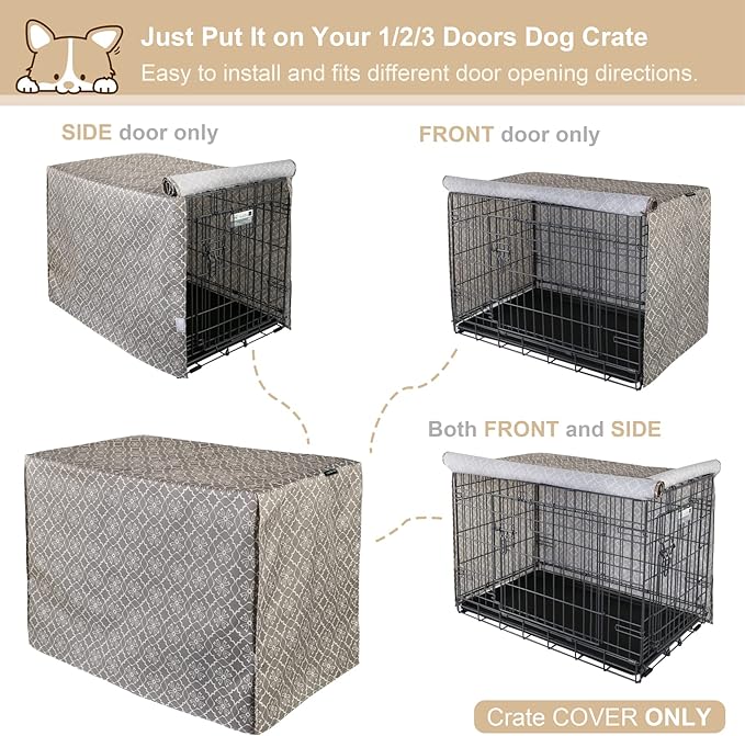 Explore Land Pattern Dog Crate Cover for 54 Inches Wire Cage, Heavy-Duty Polyester 1 2 3 Doors Standard Metal Pet Kennel Enclosure (Vintage Violet)