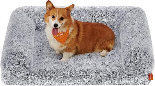Feandrea Dog Bed, Orthopaedic Dog Sofa Bed for Medium Dogs, Waterproof Ped Bed with Removable Washable Cover, 30 x 23 x 9 Inches, Gray Ombré UPGW231G01