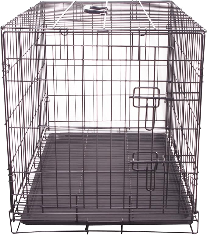 Durable, Foldable Metal Wire Dog Crate with Tray, Single Door, 35.6 x 22 x 24.5 Inches, Black