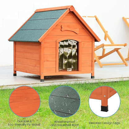 Solid Wood Dog House Comfortable Outdoor Shelter for Medium-Sized and Smaller Dog Sturdy, Durable and Easy to Clean,Can DIY,33.5’’D×30.7’’W×32.3’’H