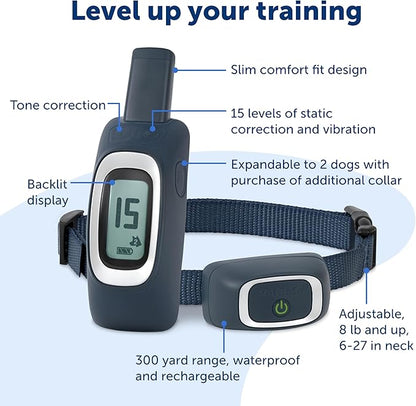 PetSafe 300 Yard Remote Training Collar - 2 Dog Kit - Tone, Vibration & 15 Levels of Safe & Humane Static Stimulation, Medium Range Option to Train Off Leash Dogs, Waterproof, Durable, Rechargeable