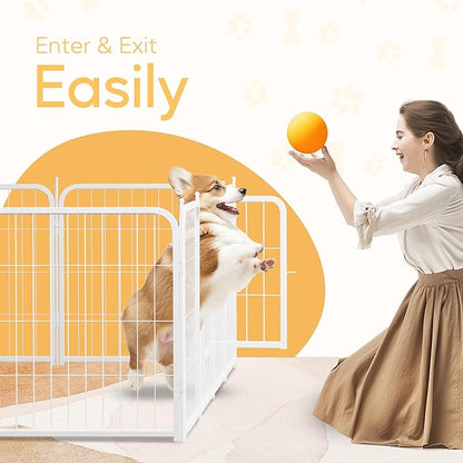 HealSmart Dog Playpen Indoor, Puppy Playpen Indoor for Yard, Camping, 24" Height 16 Panels Heavy Duty Dog Pen for Small/Medium Dogs, White