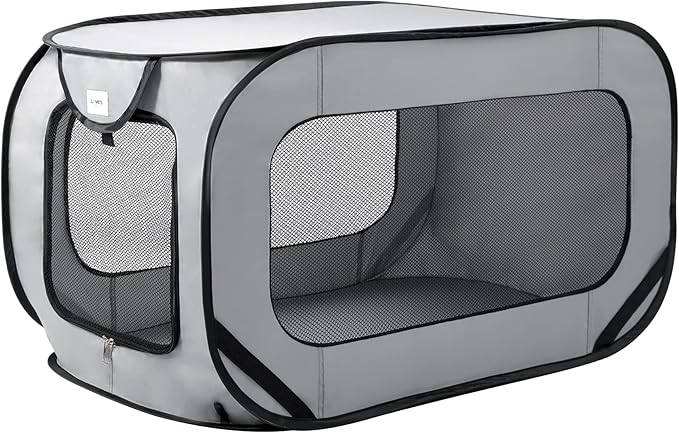 Love's cabin 36in Portable Large Dog Bed - Pop Up Dog Kennel, Indoor Outdoor Crate for Pets, Portable Car Seat Kennel, Cat Bed Collection, Grey
